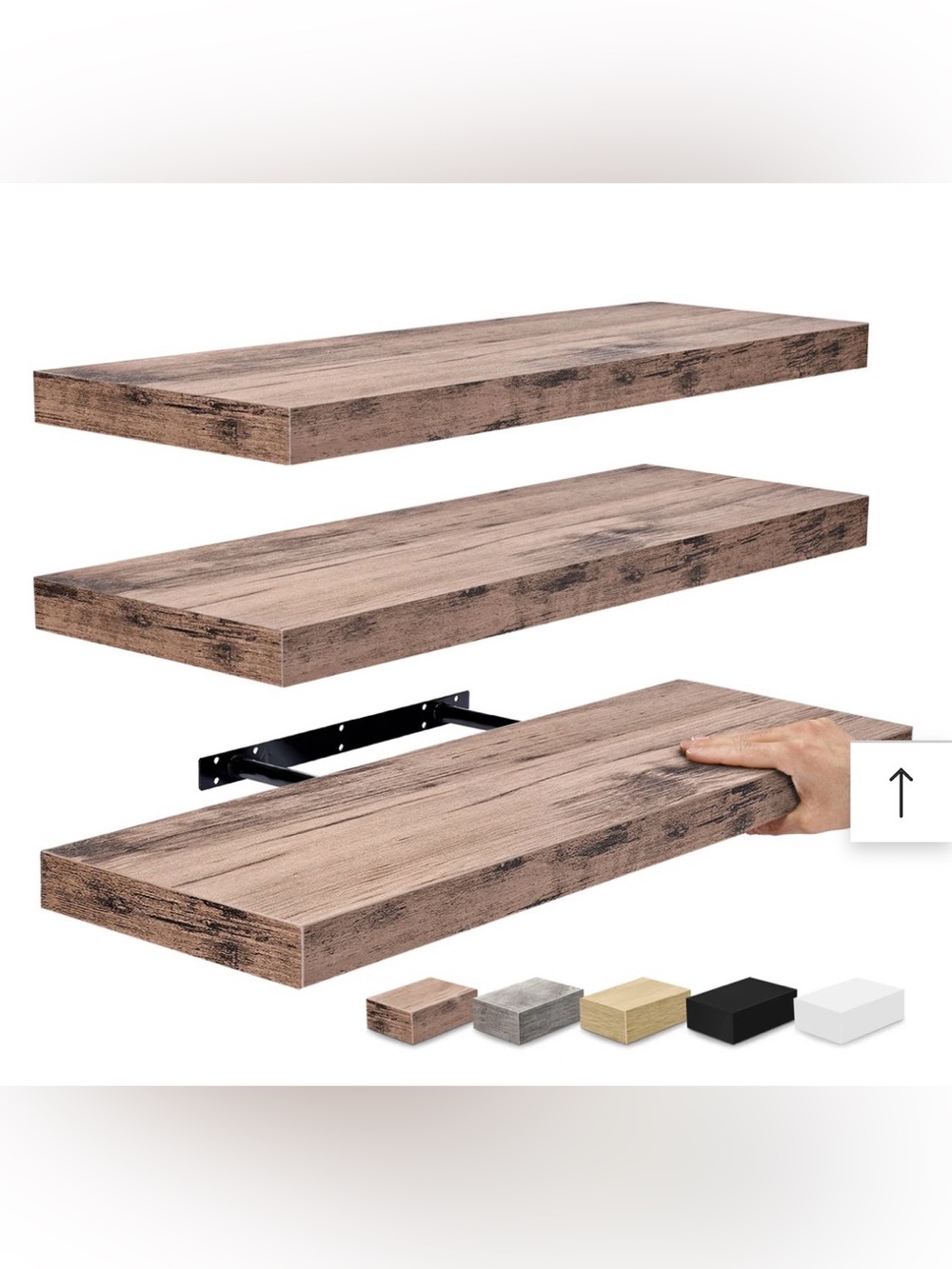 NWT BROWN Sorbus 3-Pack Floating Wall Shelves – Mahogany Wood